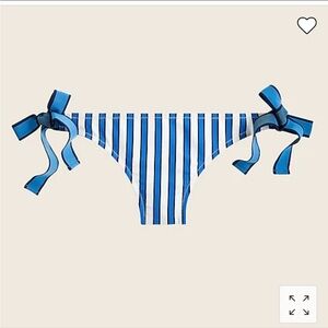 J. Crew Swim Cabana Blue White Stripes Tie Shoulder Bikini Bottoms XXS XX-Small